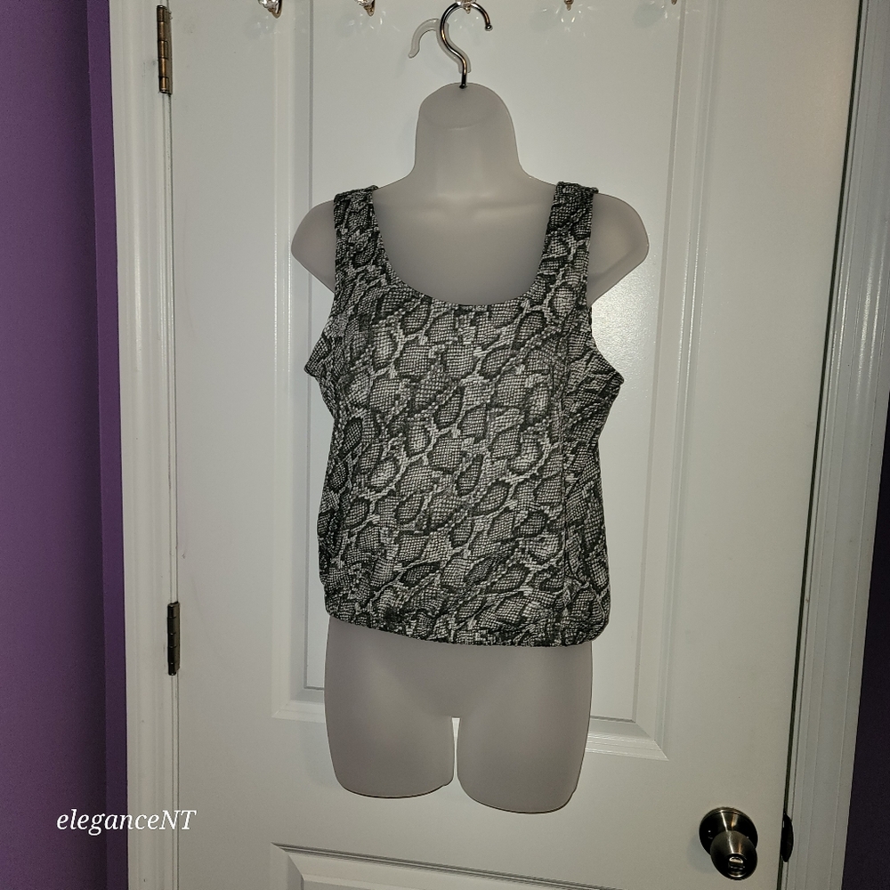 Bar III Monochrome Snake Print Sleeveless Top :Sz S & Wide Leg Trouser Set Sz: M - Picture 5 of 13